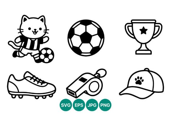 Cat Soccer Vector Graphics & Illustrations Set Review