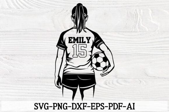 Custom Female Soccer Player Graphics for Crafts & Design