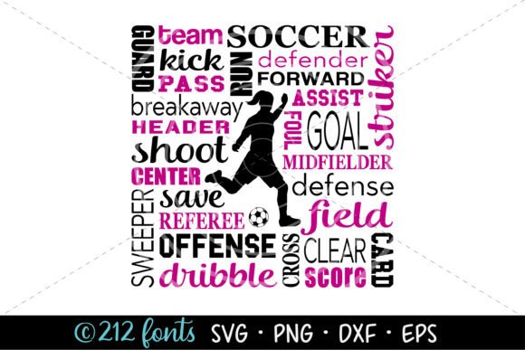 Girl s Soccer Word Art Graphics for Digital Sellers