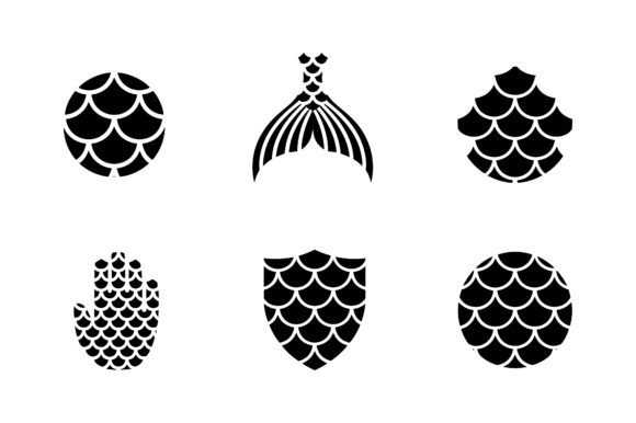 Mermaid Scales Vector Silhouette Set for Graphics & Crafts
