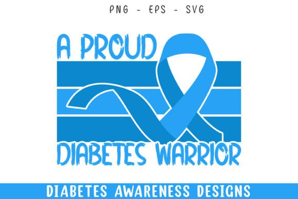 Proud Diabetes Warrior Awareness Ribbon: Graphics for Crafts