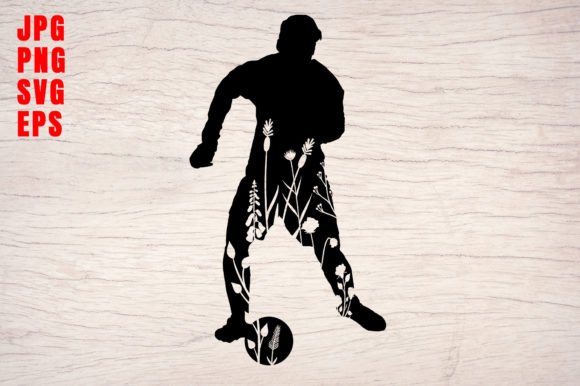 Soccer Player Floral Silhouette Design for Crafts & Graphics