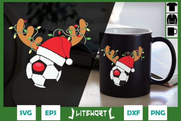 Soccer Reindeer Christmas Hat Lights: Graphics & Crafts