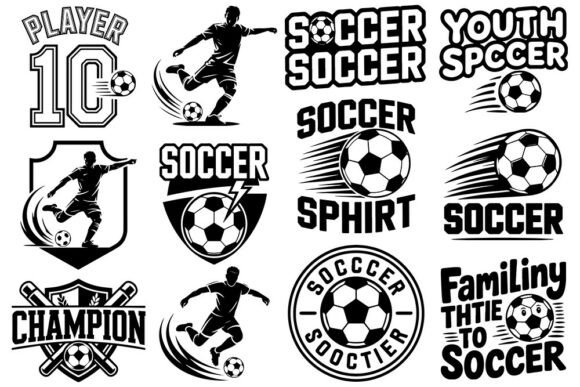 Soccer SVG Bundle: Player Silhou Graphics for Crafts