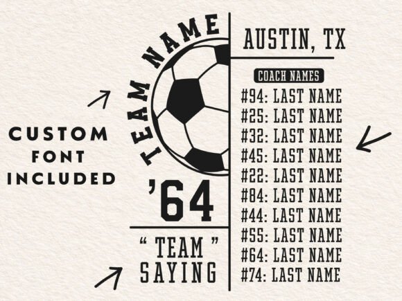 Soccer Team Roster SVG Player Number Graphics