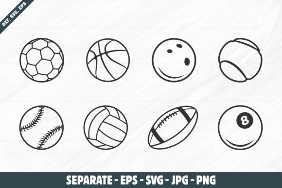 Sports Ball Icon Set, Soccer Ball SVG Graphics & Crafts